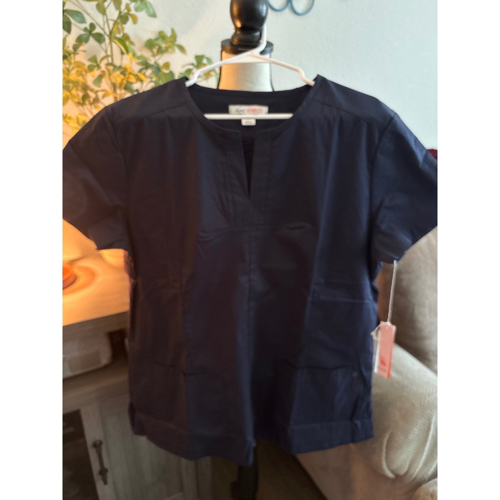 Koi Stretch Lindsey Scrub Top Navy Blue Women XL Short Sleeve V-Neck 242 NEW NWT